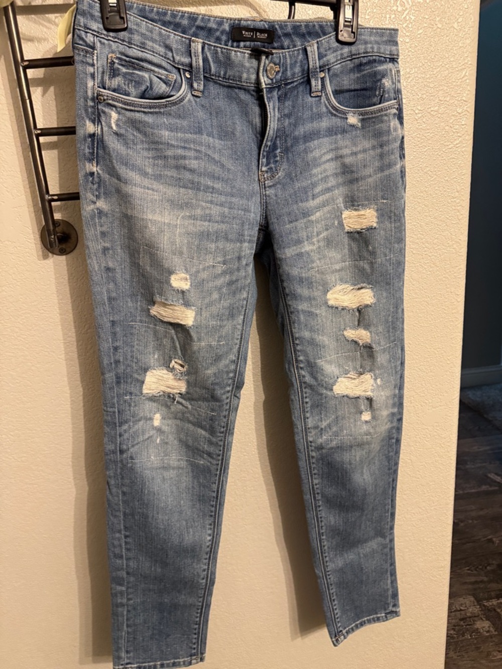 White House Black Market Light Blue Distressed Skinny Jeans